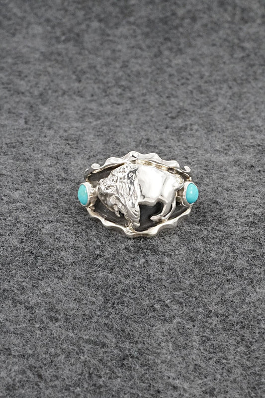 Turquoise & Sterling Silver Ring - Genevieve Francisco - Size 13