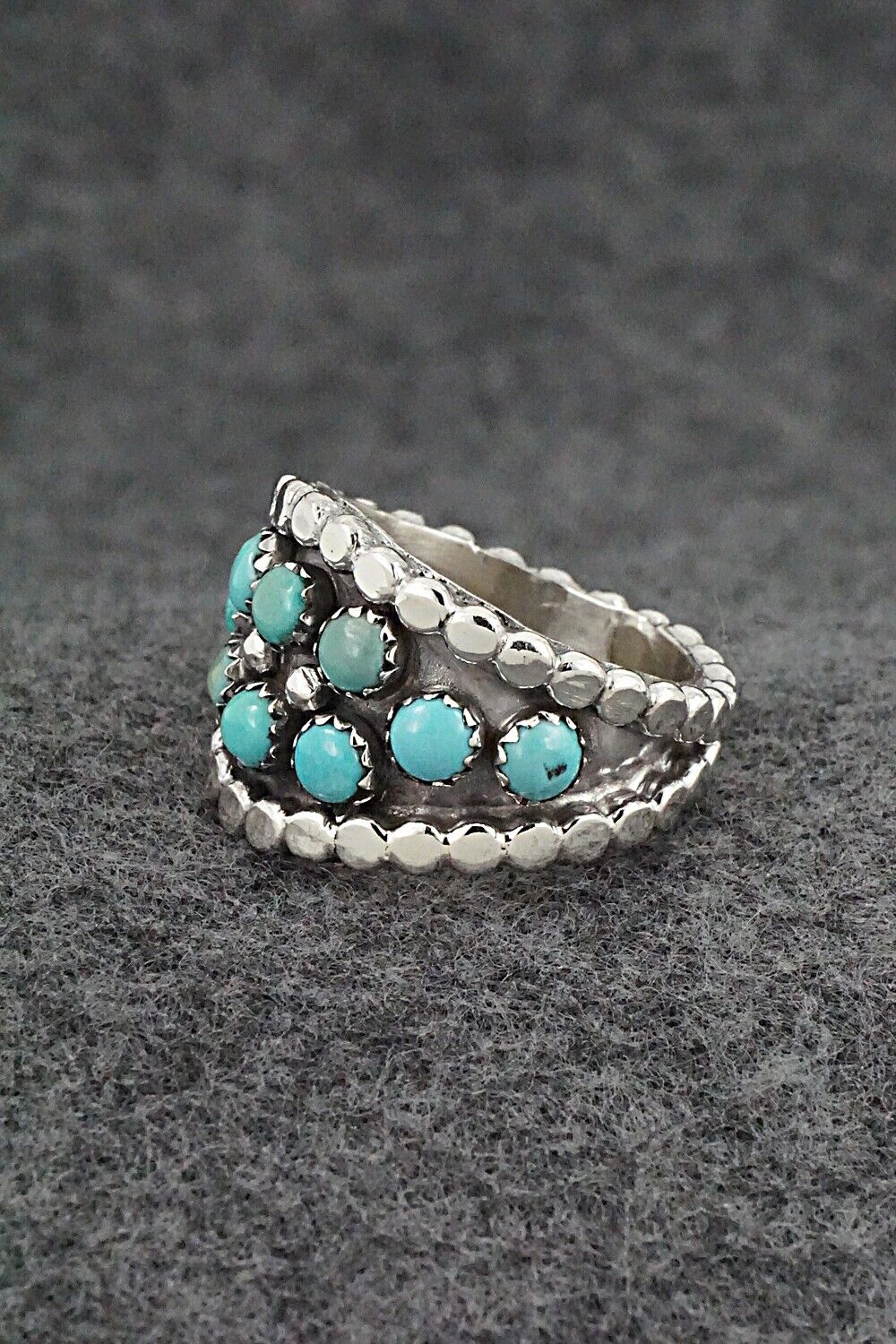 Turquoise & Sterling Silver Ring - Kenny Lonjose - Size 9