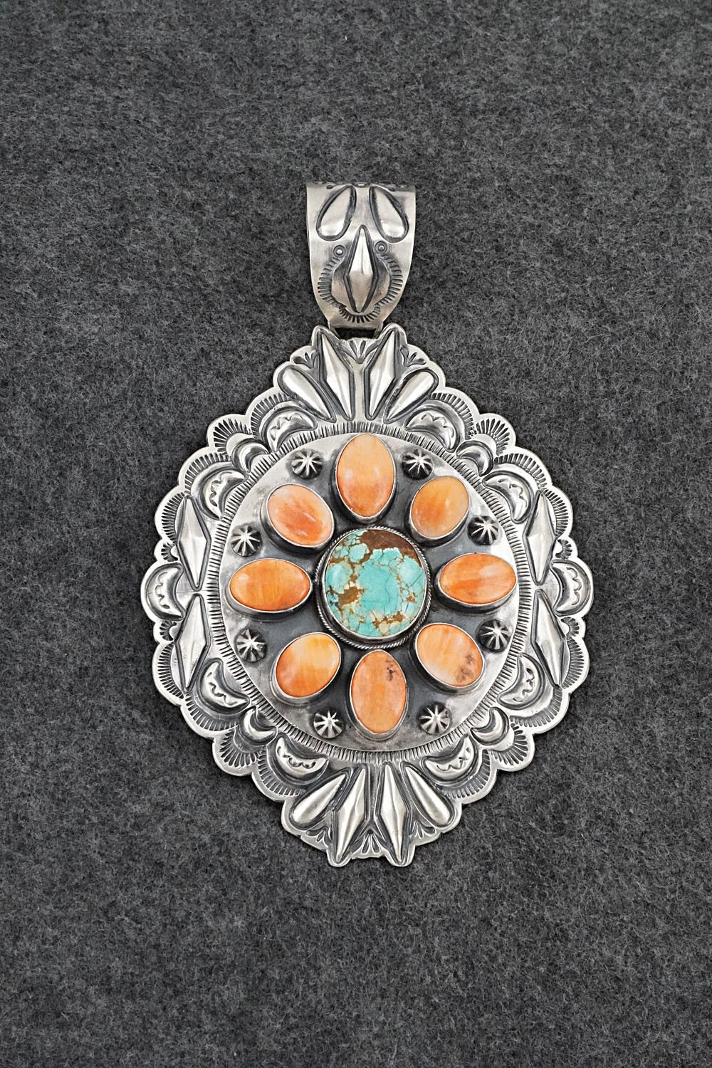 Turquoise, Spiny Oyster & Sterling Silver Pendant - Randy Boyd