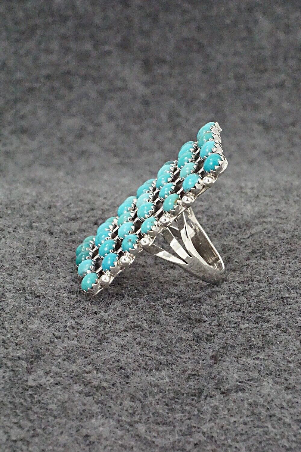 Turquoise & Sterling Silver Ring - Kenny Lonjose - Size 6.75