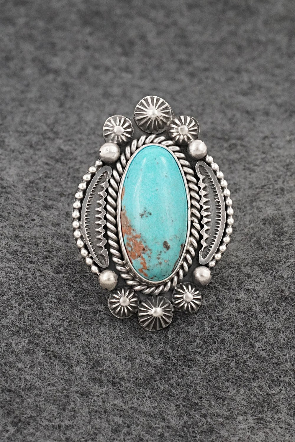 Turquoise & Sterling Silver Ring - Michael Calladitto - Size 8
