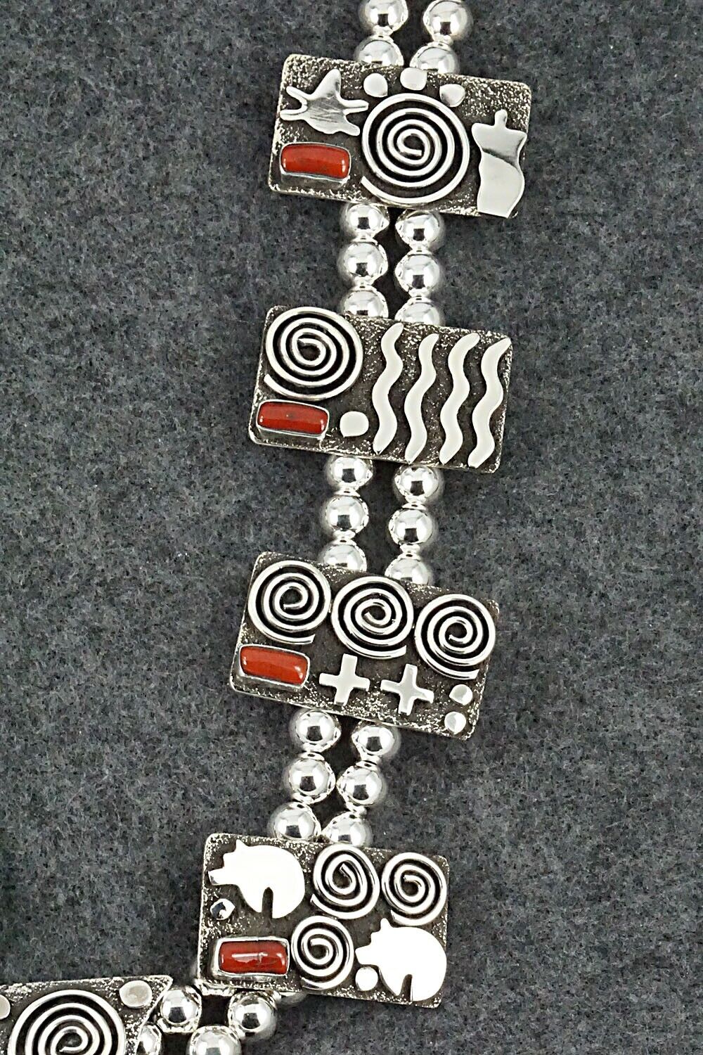 Coral & Sterling Silver Squash Blossom Set - Alex Sanchez