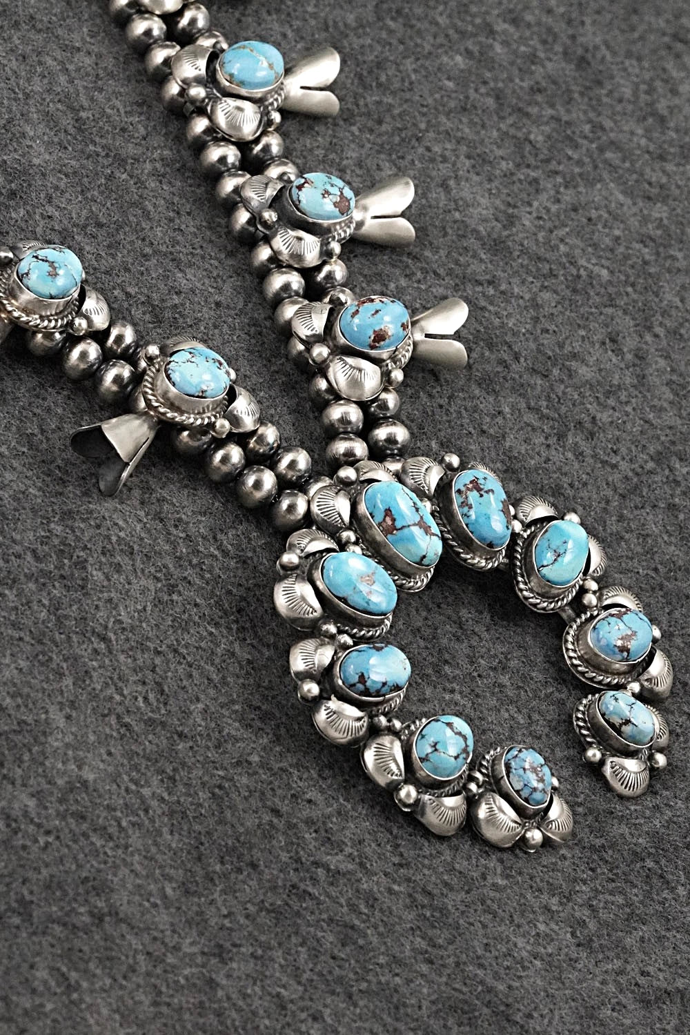 Turquoise & Sterling Silver Squash Blossom Set - Vernon Johnson