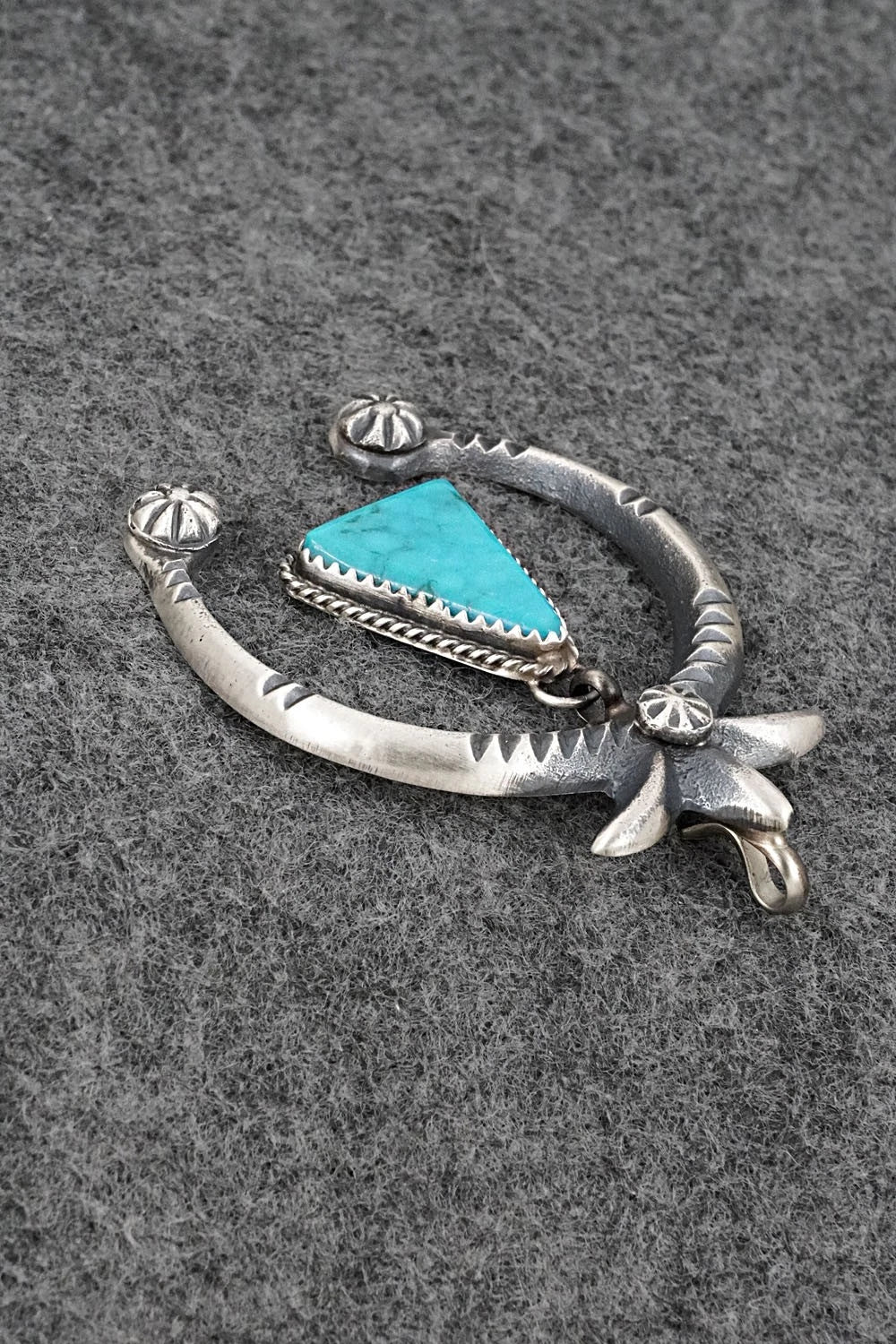 Turquoise & Sterling Silver Naja Pendant - Martha Cayatineto