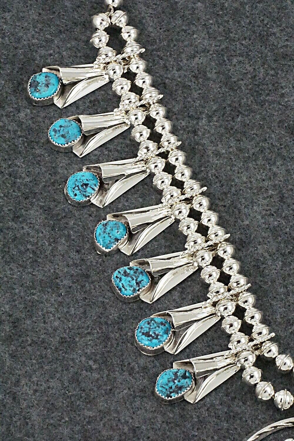 Turquoise & Sterling Silver Squash Blossom Set - Louise Yazzie