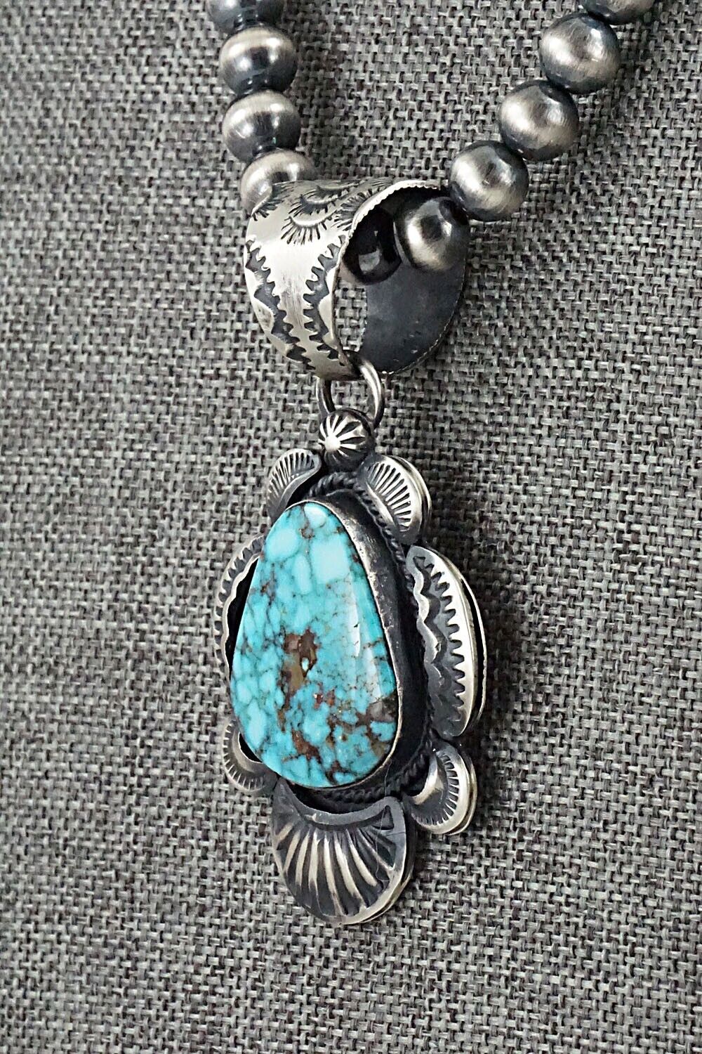 Turquoise & Sterling Silver Necklace - Gilbert Tom