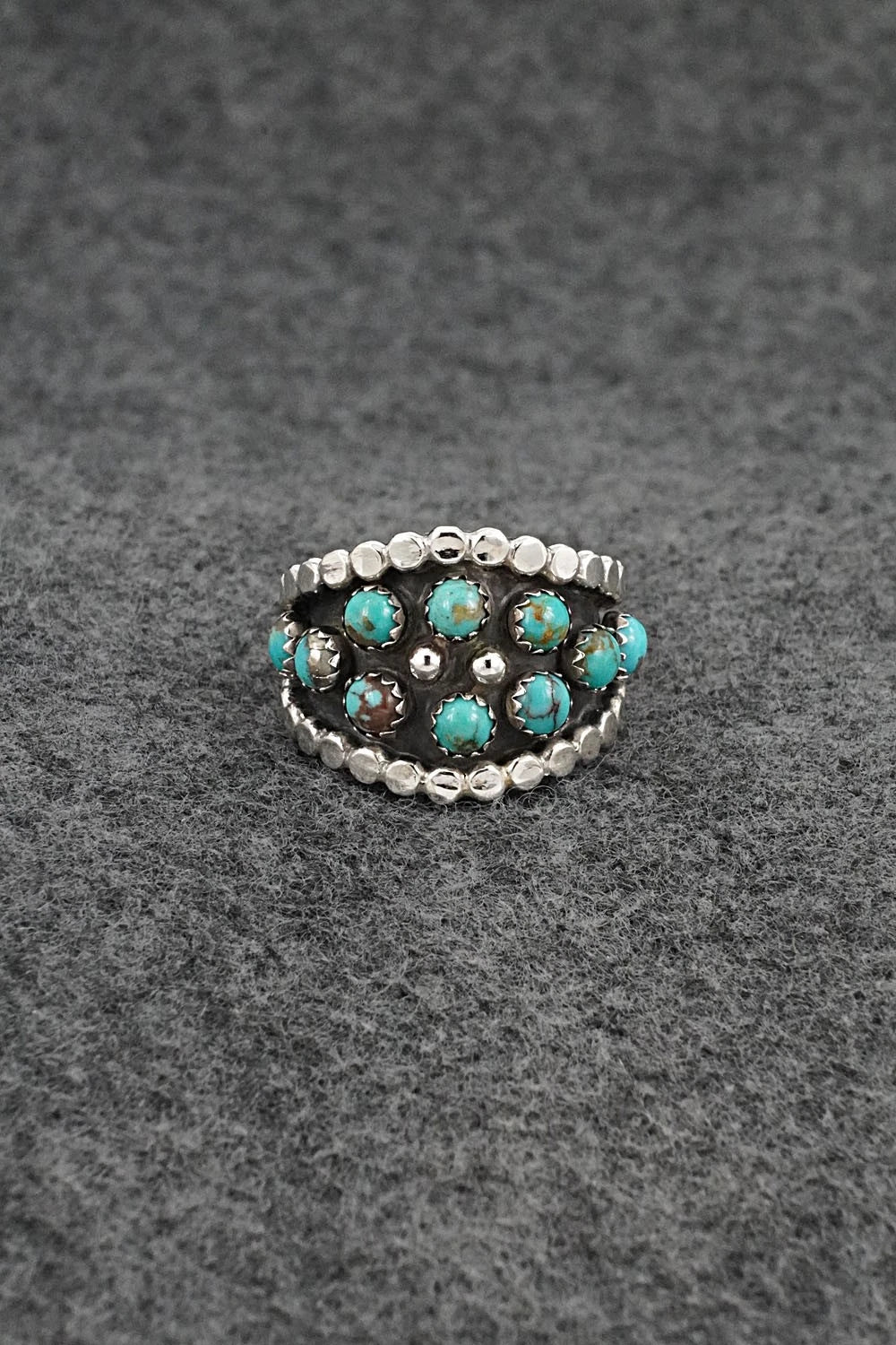 Turquoise & Sterling Silver Ring - Kenny Lonjose - Size 7.5