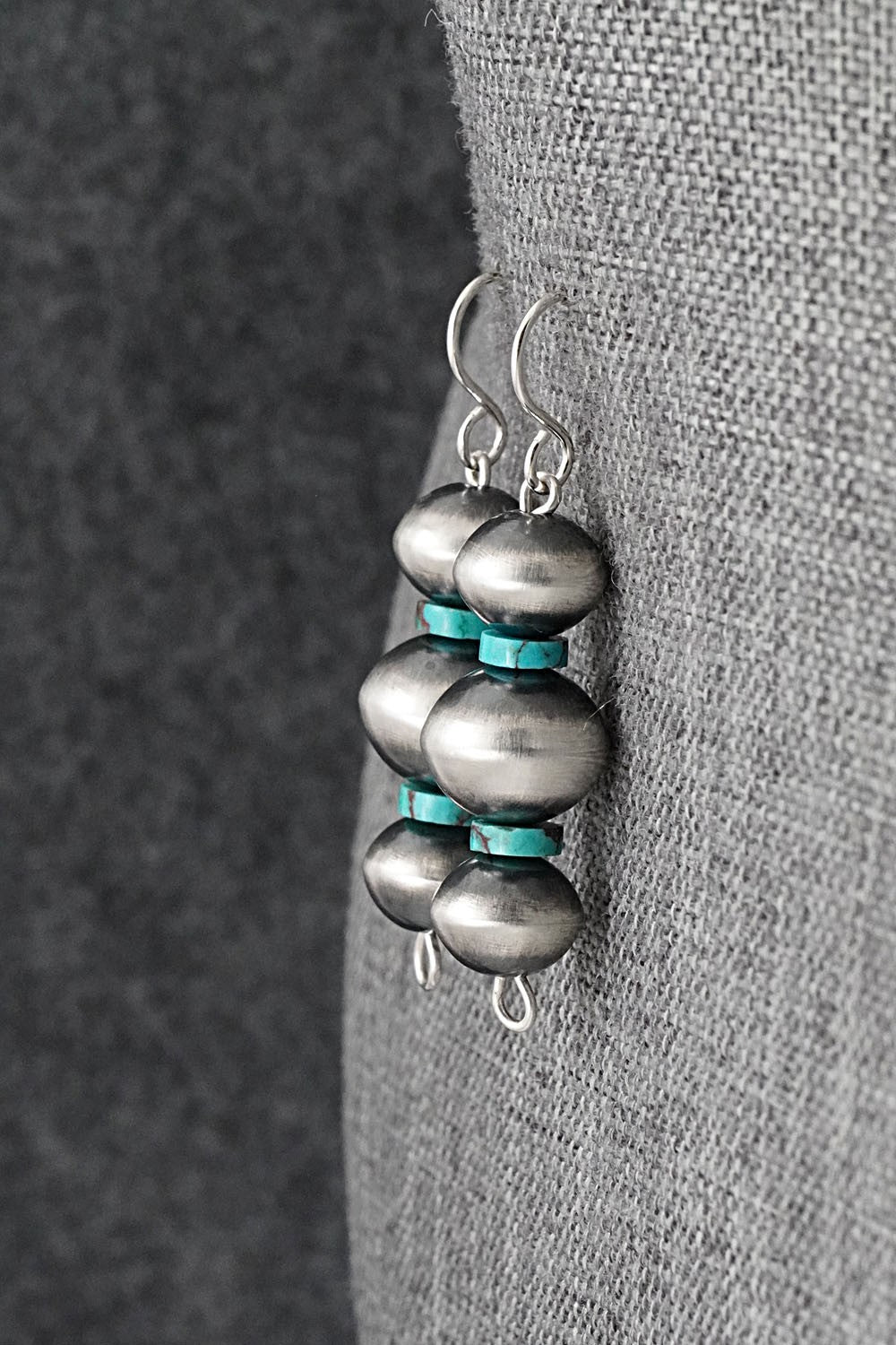 Turquoise & Sterling Silver Navajo Pearl Earrings - Tonisha Haley