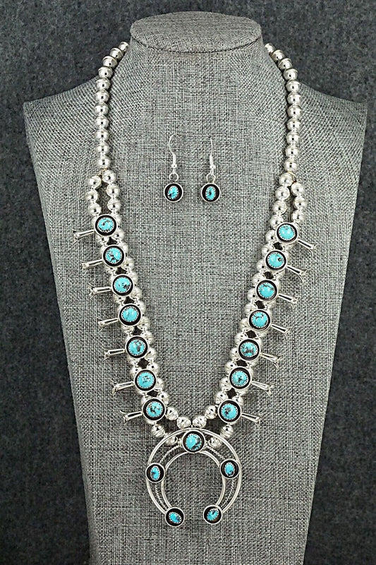 Turquoise & Sterling Silver Squash Blossom Set - Phil Garcia