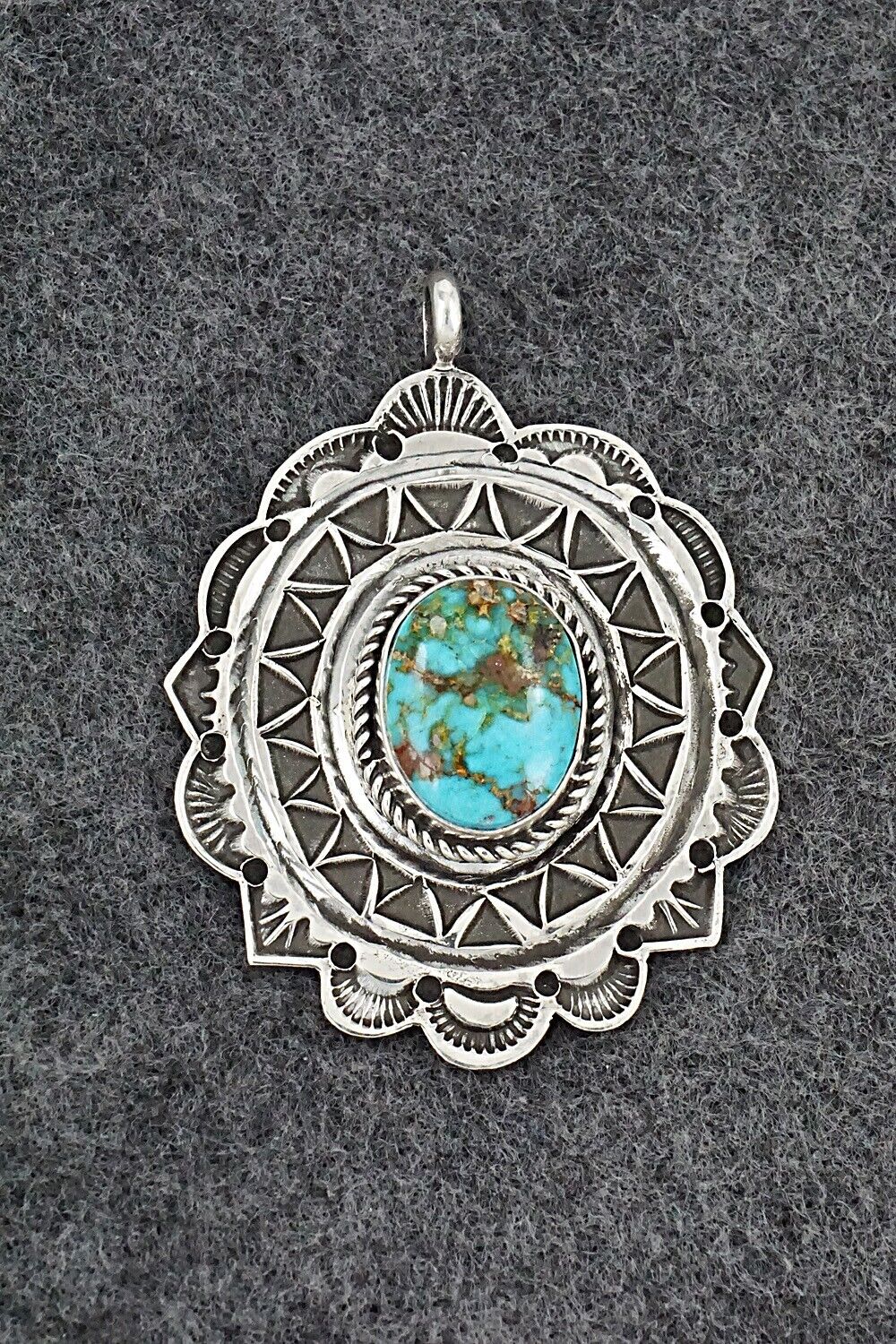 Turquoise & Sterling Silver Pendant - Leonard Maloney