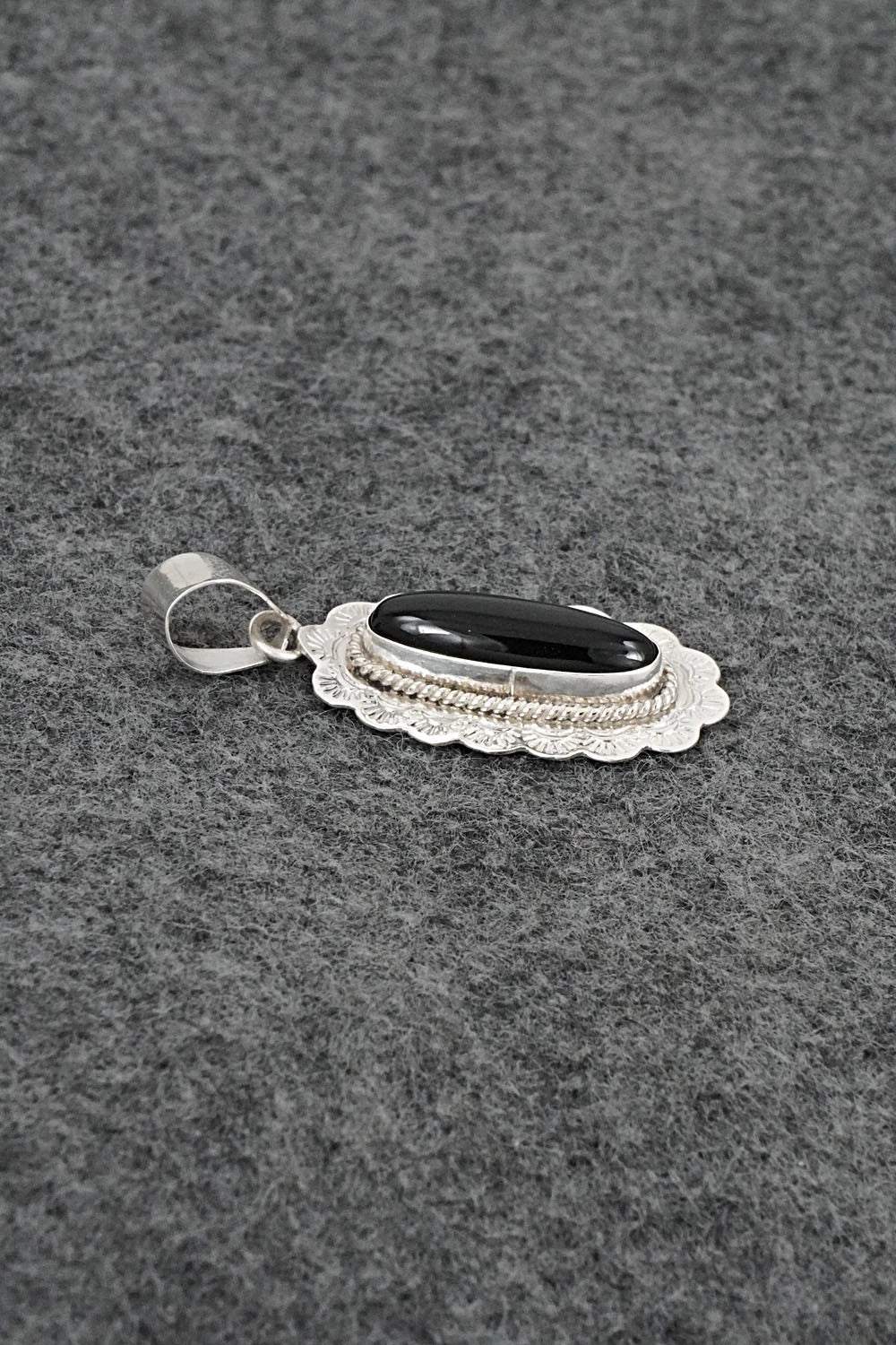 Onyx & Sterling Silver Pendant - Peggy Skeets