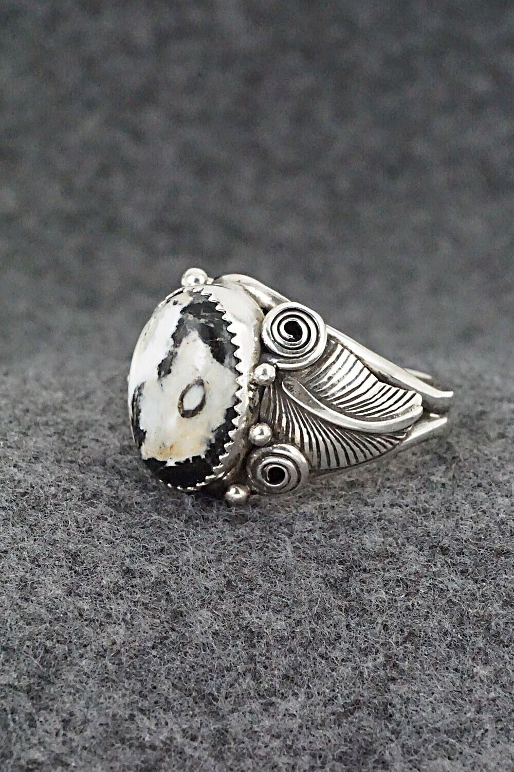 White Buffalo & Sterling Silver Ring - Davey Morgan - Size 13.5