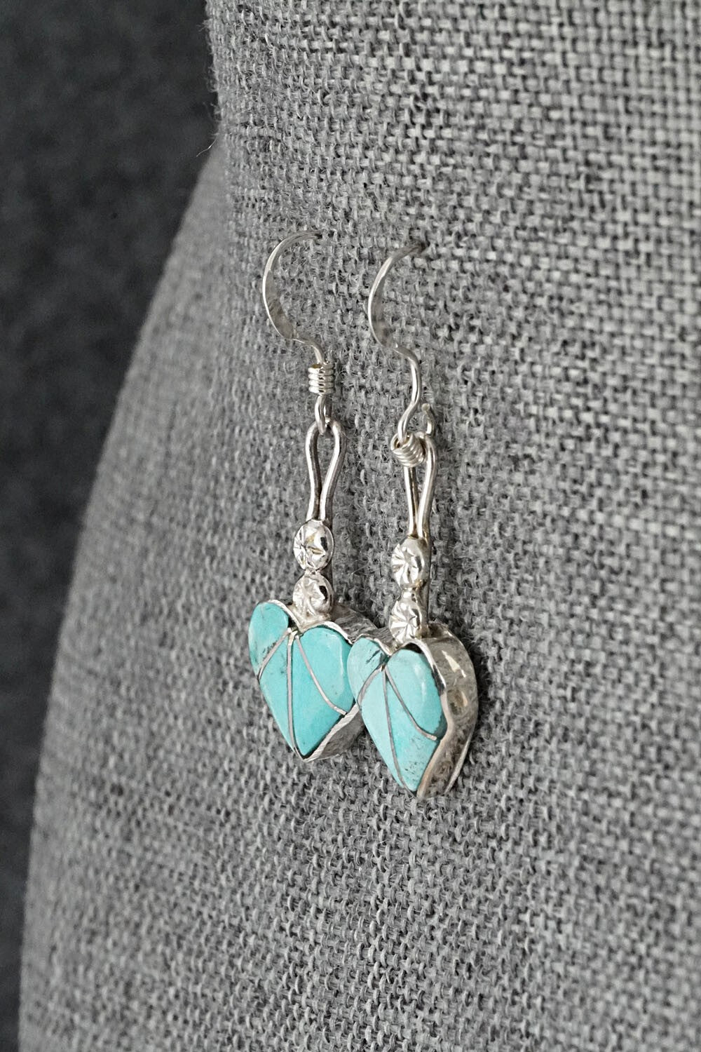 Turquoise Inlay & Sterling Silver Earrings - Ola Eriacho