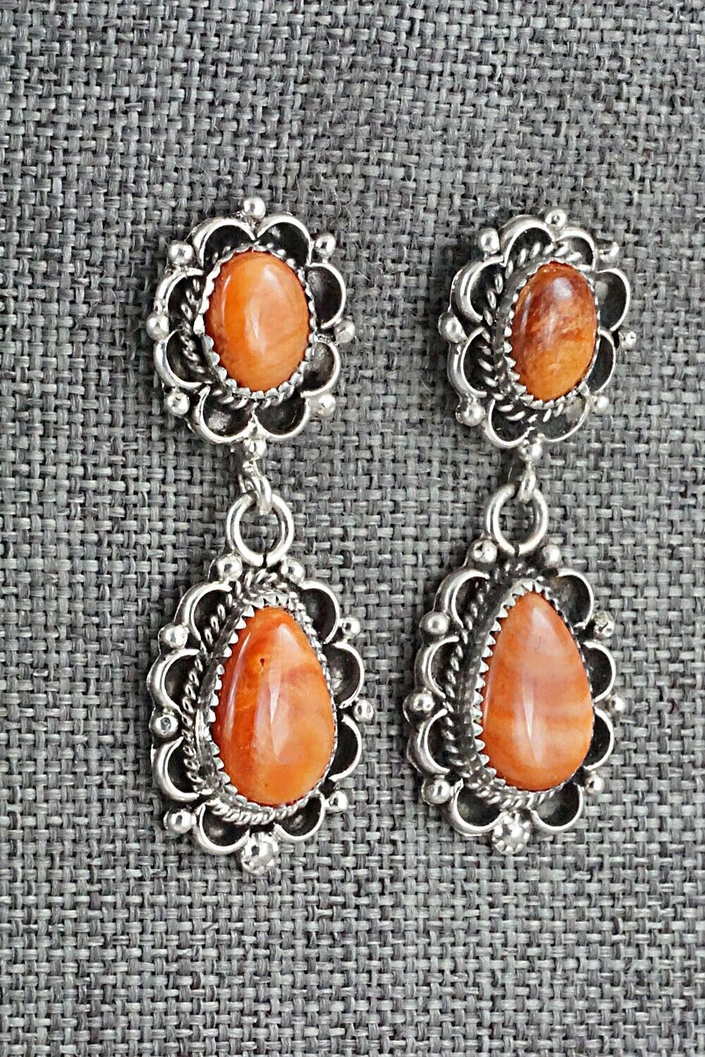 Spiny Oyster & Sterling Silver Earrings - Maritta Martinez