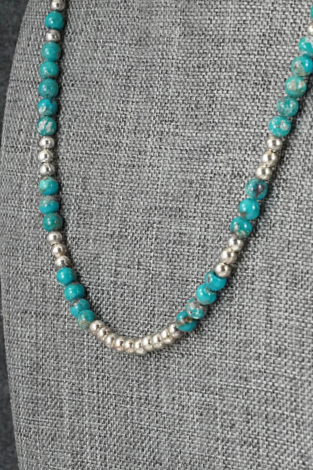 Turquoise & Sterling Silver Necklace 18" - Doreen Jake