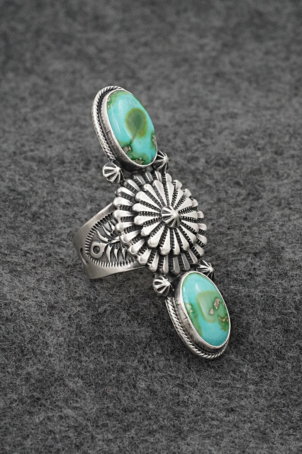 Turquoise & Sterling Silver Ring - Samuel Yellowhair - Size 7.5