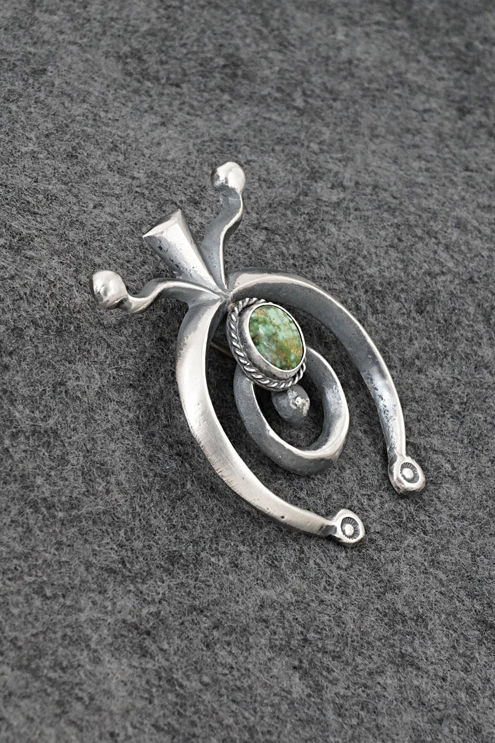 Turquoise & Sterling Silver Naja Pendant - Harrison Bitsue