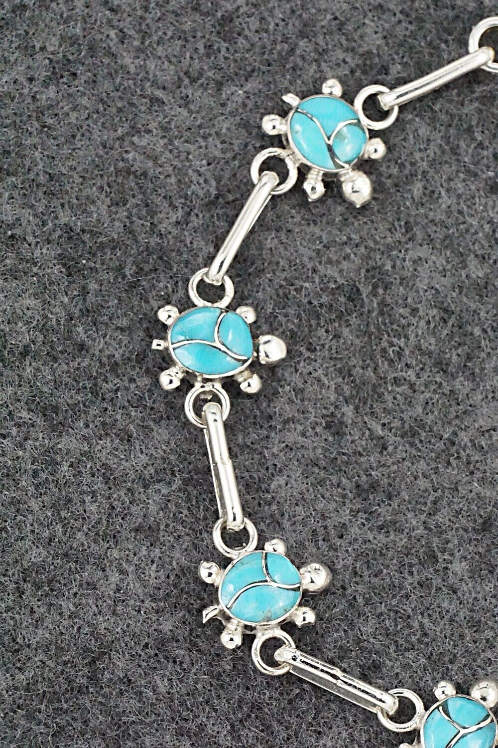 Turquoise & Sterling Silver Link Bracelet - Rebecca Lalio
