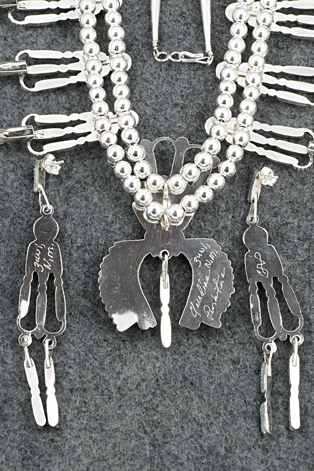 Turquoise & Sterling Silver Squash Blossom Set - Claudine Penketewa