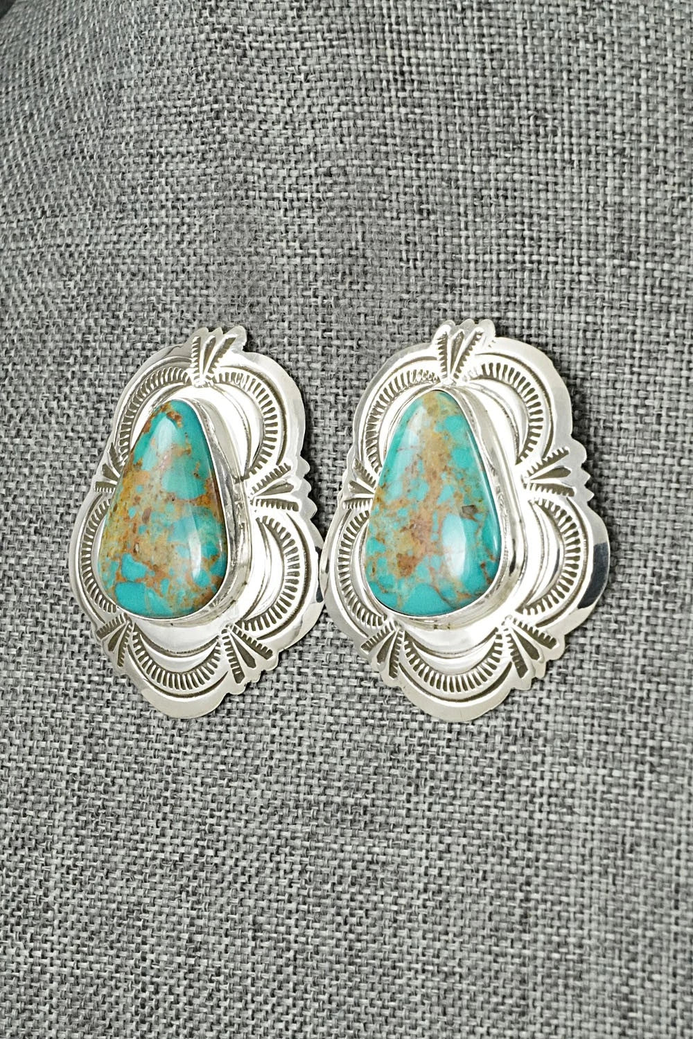 Turquoise & Sterling Silver Earrings - Arnold Blackgoat