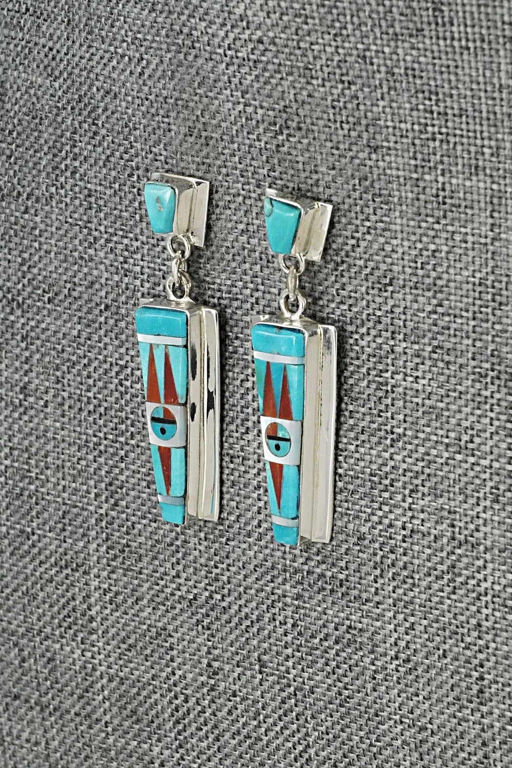 Multi-Stone & Sterling Silver Inlay Earrings - Rayland Edaakie
