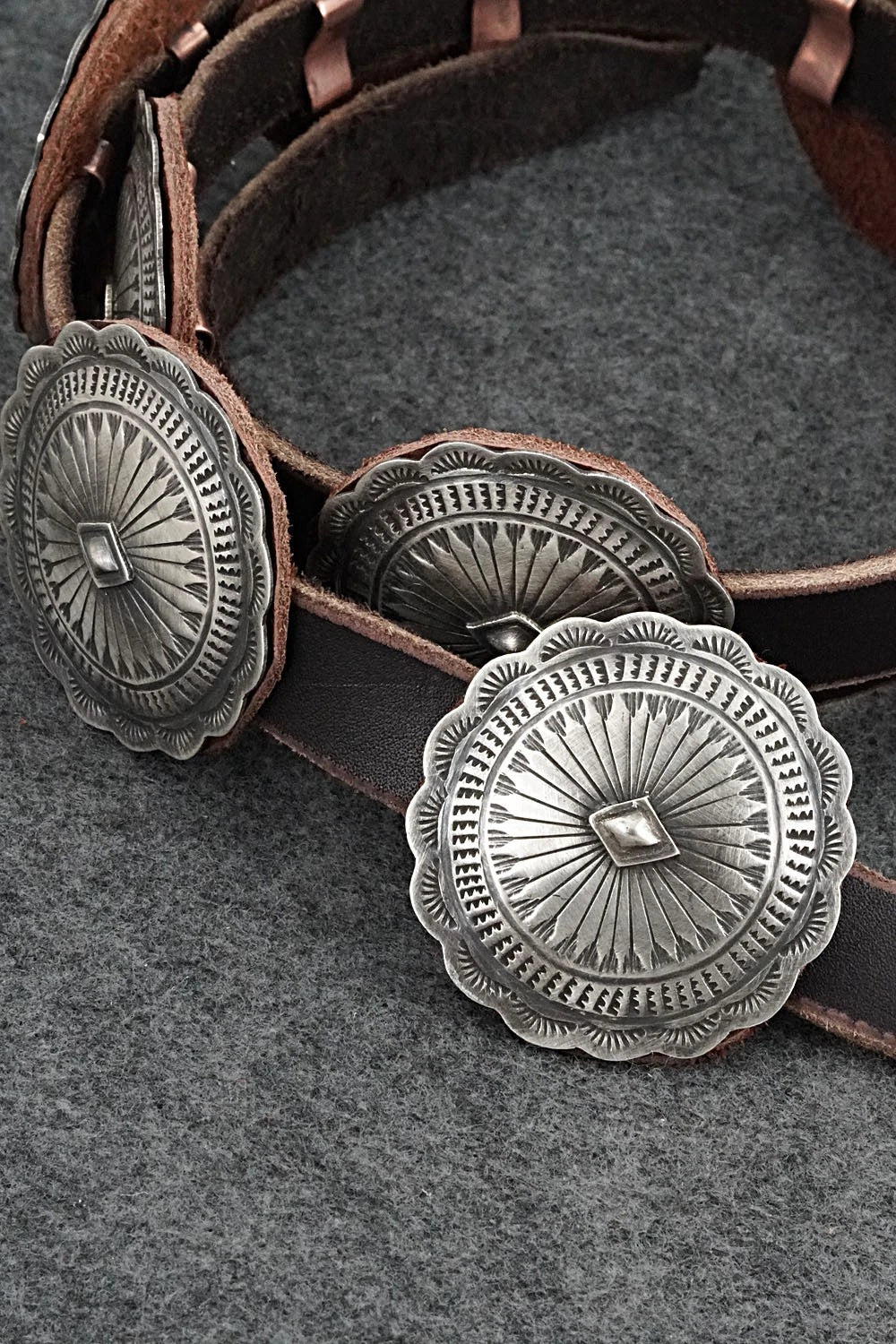 Sterling Silver & Leather Concho Belt - Dan Morgan