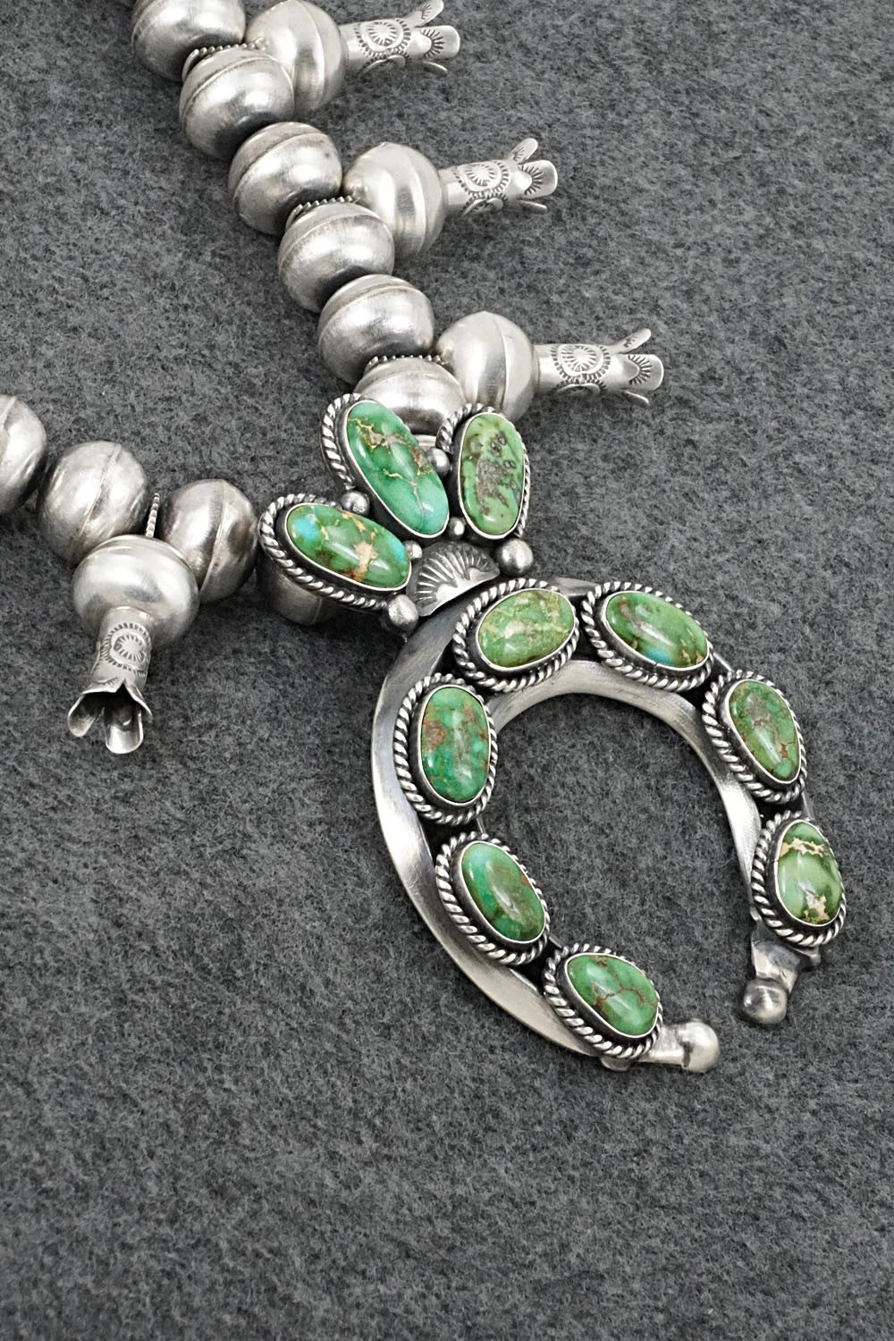 Turquoise & Sterling Silver Squash Blossom Necklace - Chris Hale