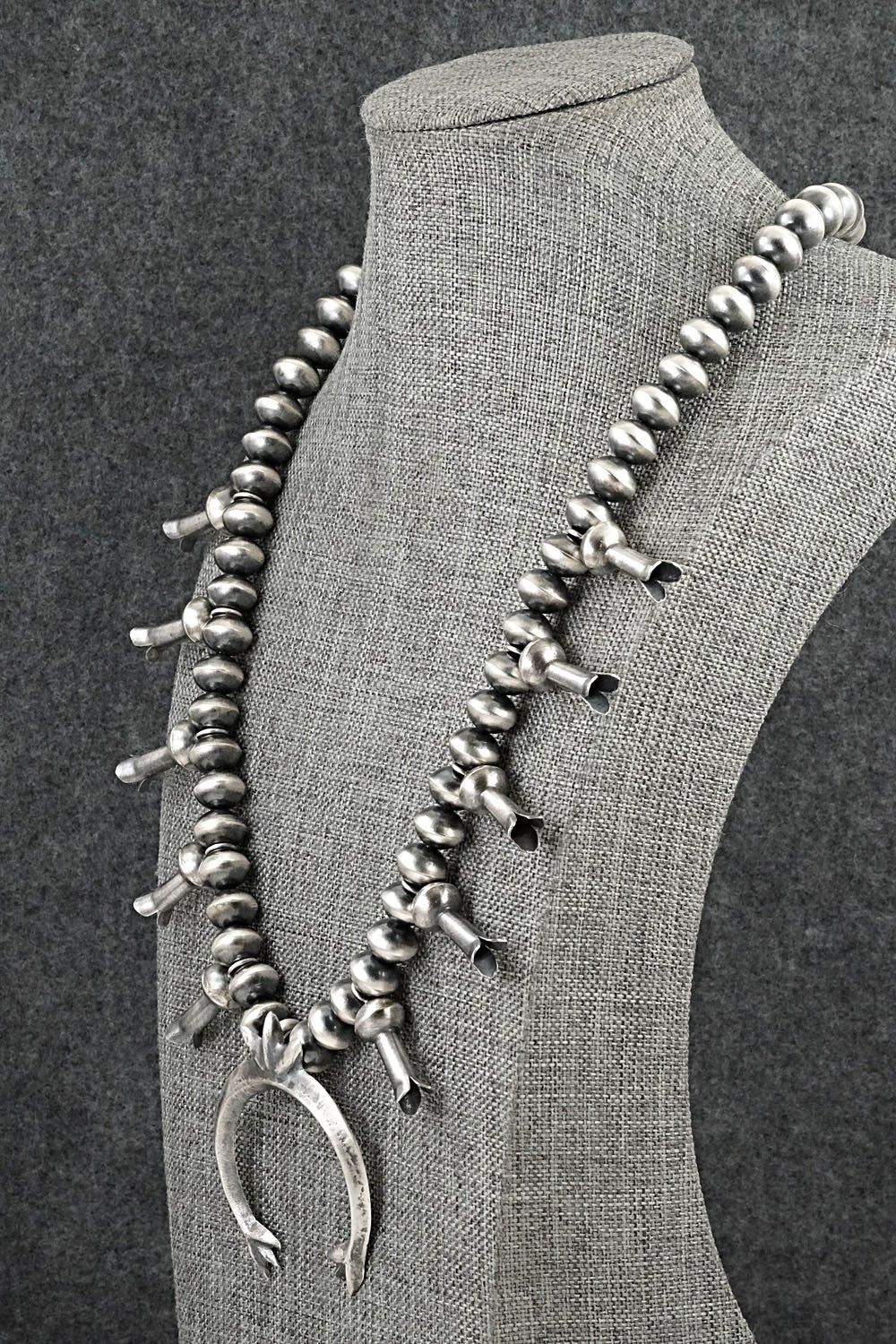 Sterling Silver Navajo Pearl Squash Blossom Necklace - Presley Haley