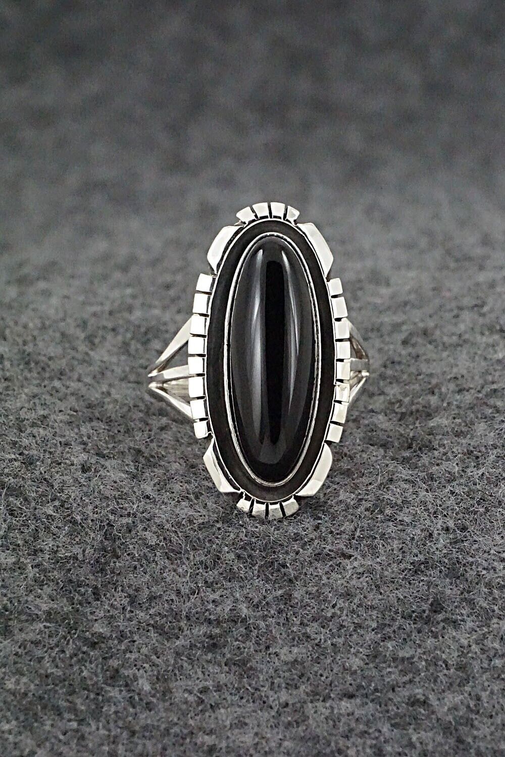 Onyx & Sterling Silver Ring - Amos Begay - Size 7.25