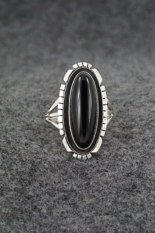 Onyx & Sterling Silver Ring - Amos Begay - Size 7.25