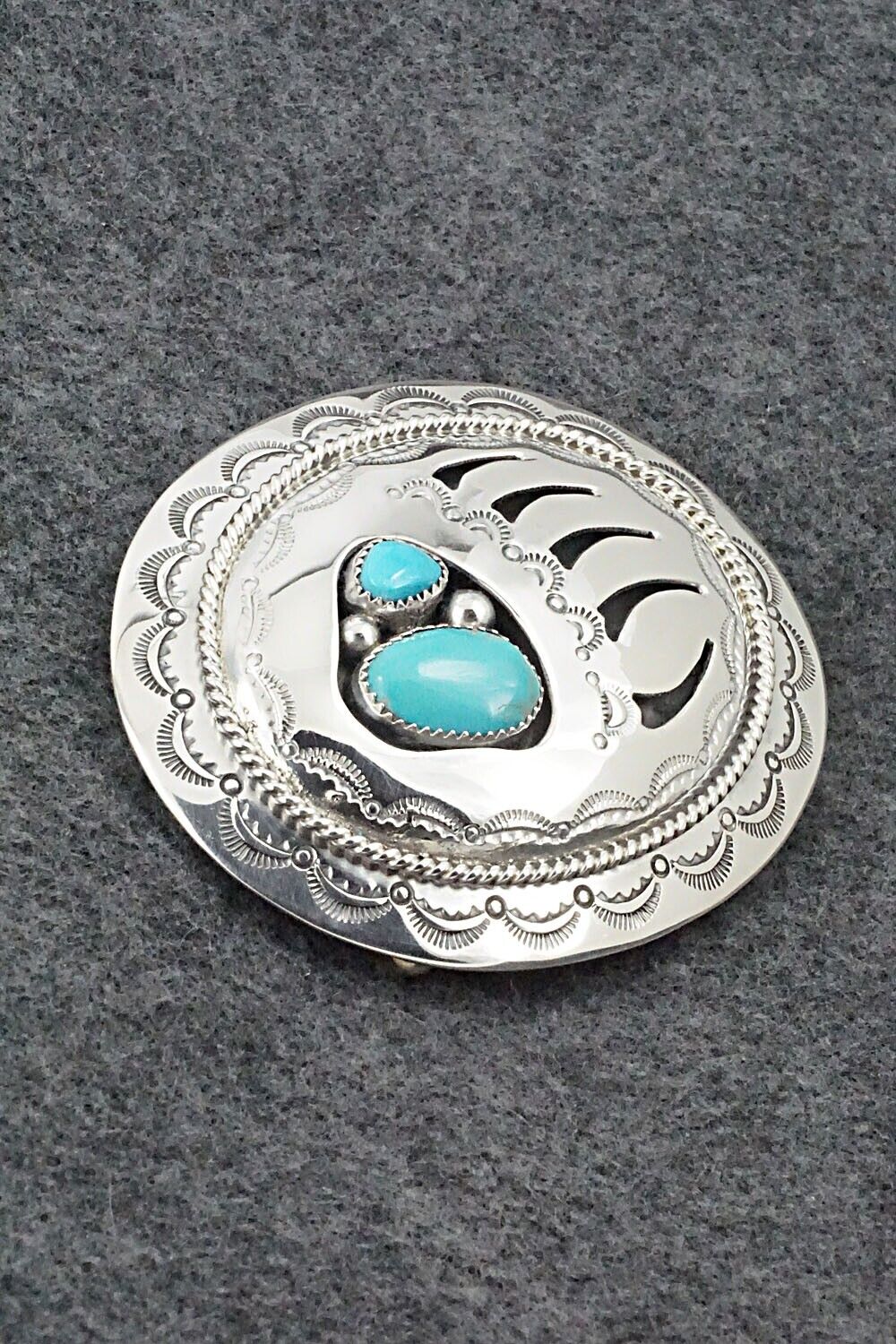 Turquoise & Sterling Silver Belt Buckle - Wilbert Muskett Sr.