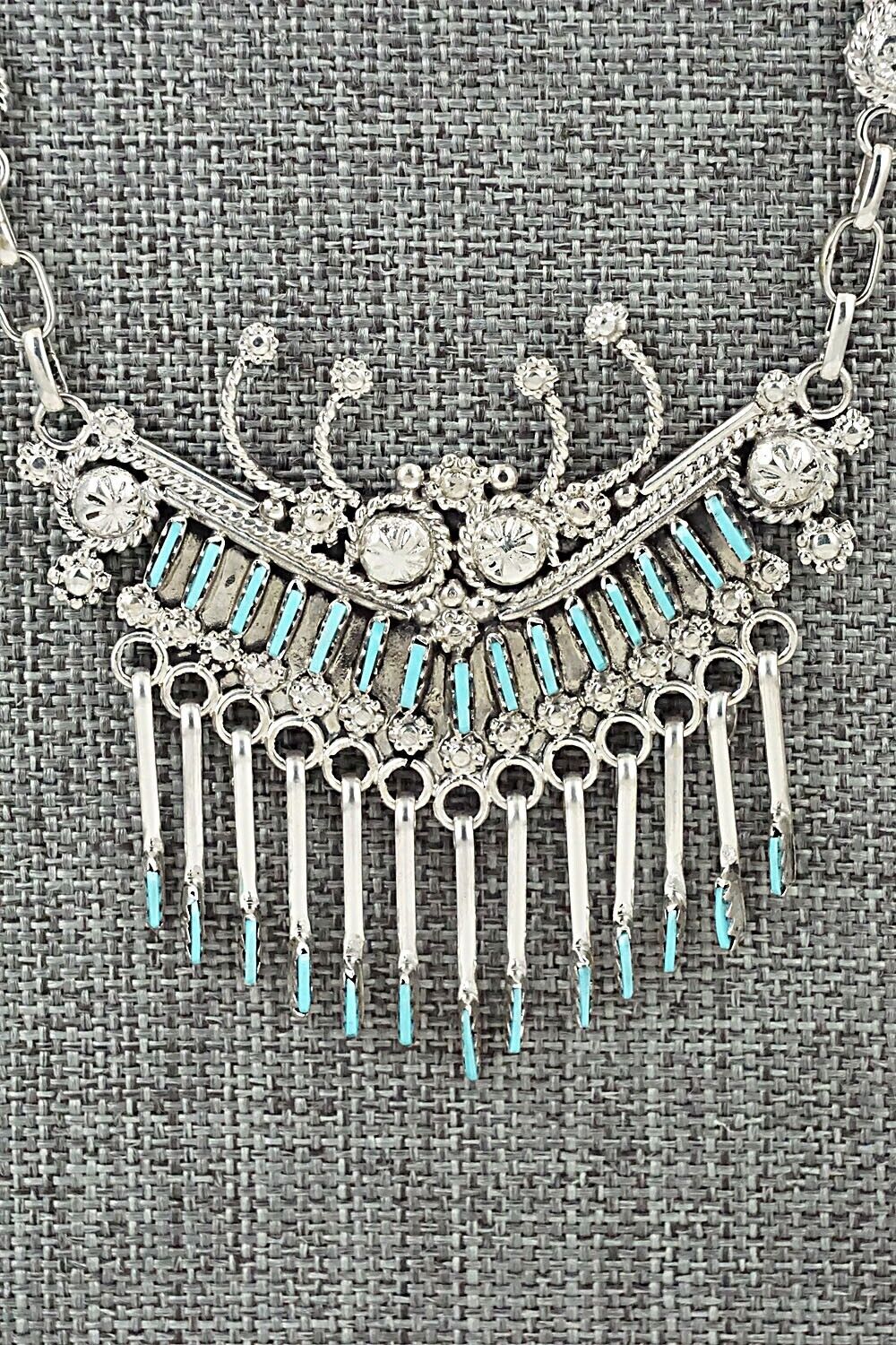 Turquoise & Sterling Silver Necklace Set - Kevin Leekity