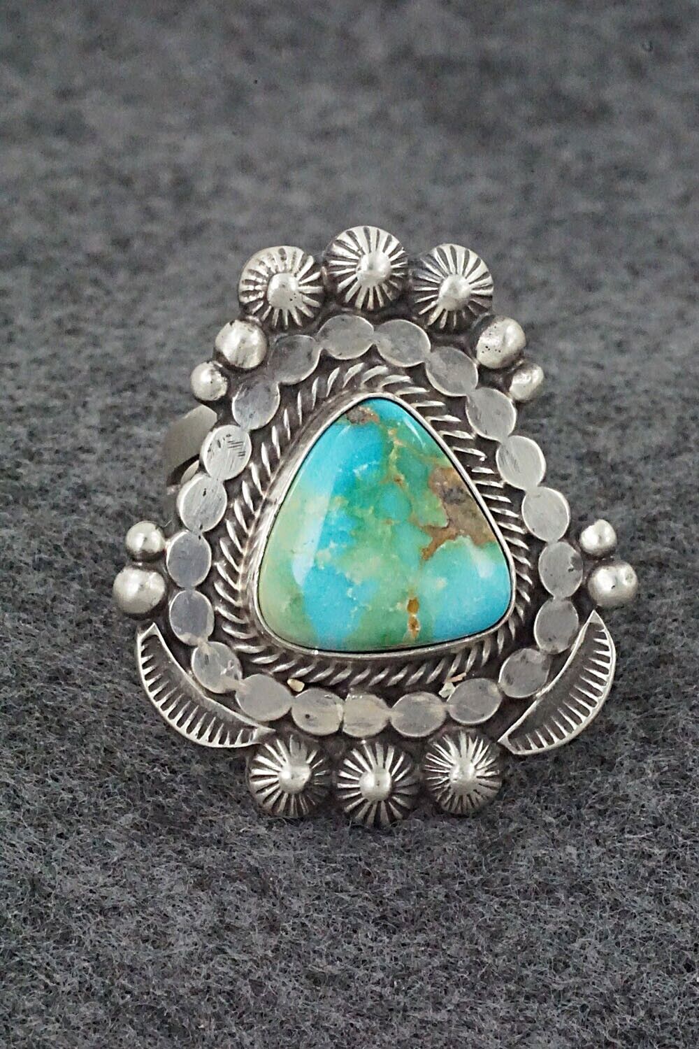 Turquoise & Sterling Silver Ring - Tom Lewis - Size 8.5