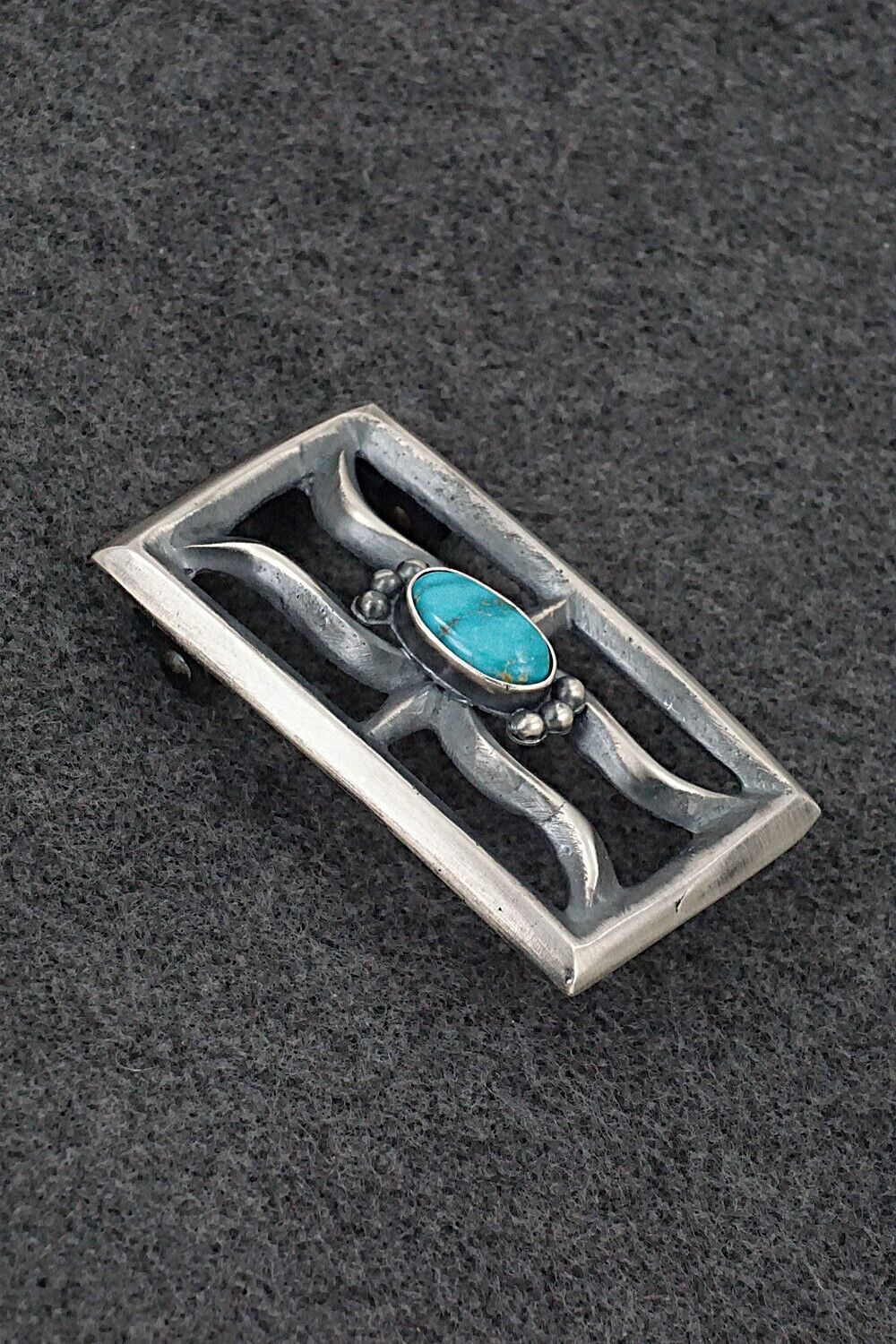 Turquoise & Sterling Silver Belt Buckle - Harrison Bitsue