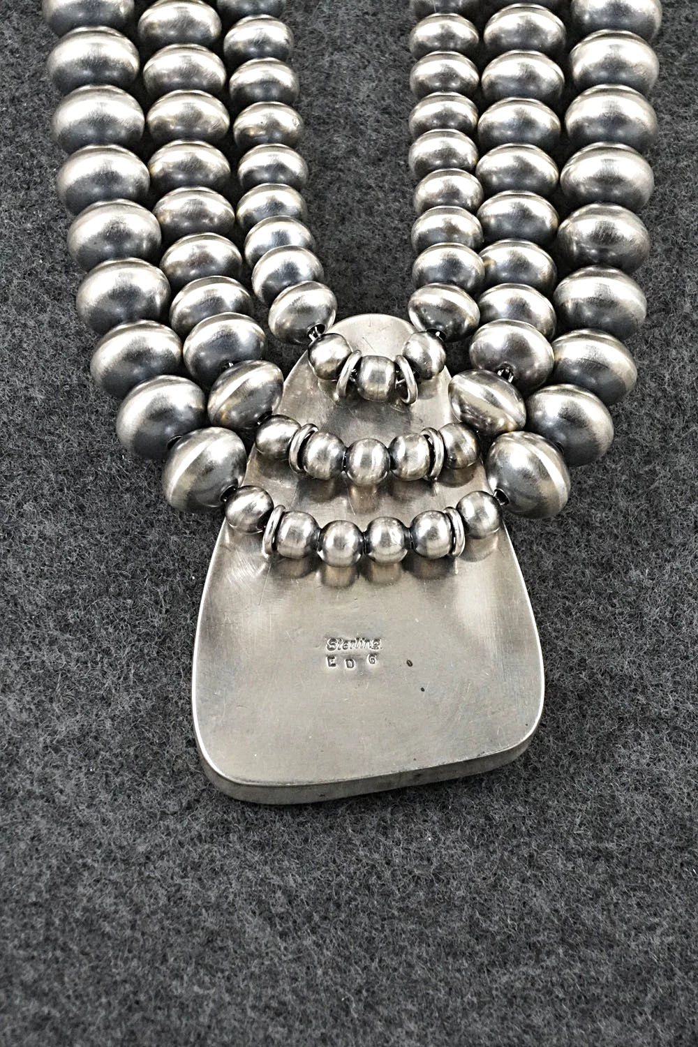 Turquoise & Sterling Silver Navajo Pearl Necklace - Gruber & Halwood