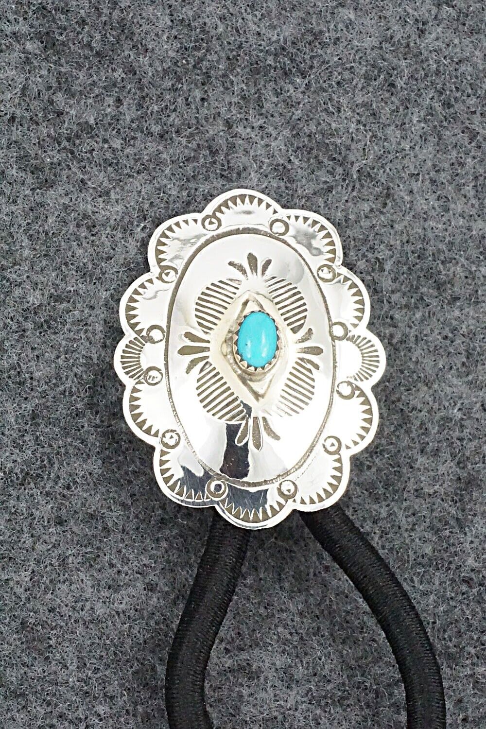 Turquoise & Sterling Silver Hair Tie - Bertha Begay