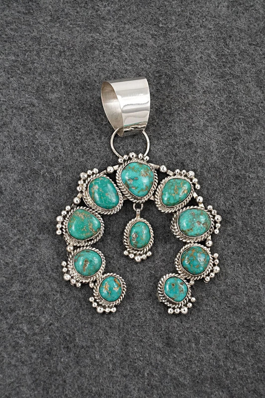 Turquoise and Sterling Silver Naja Pendant - Vernon Johnson