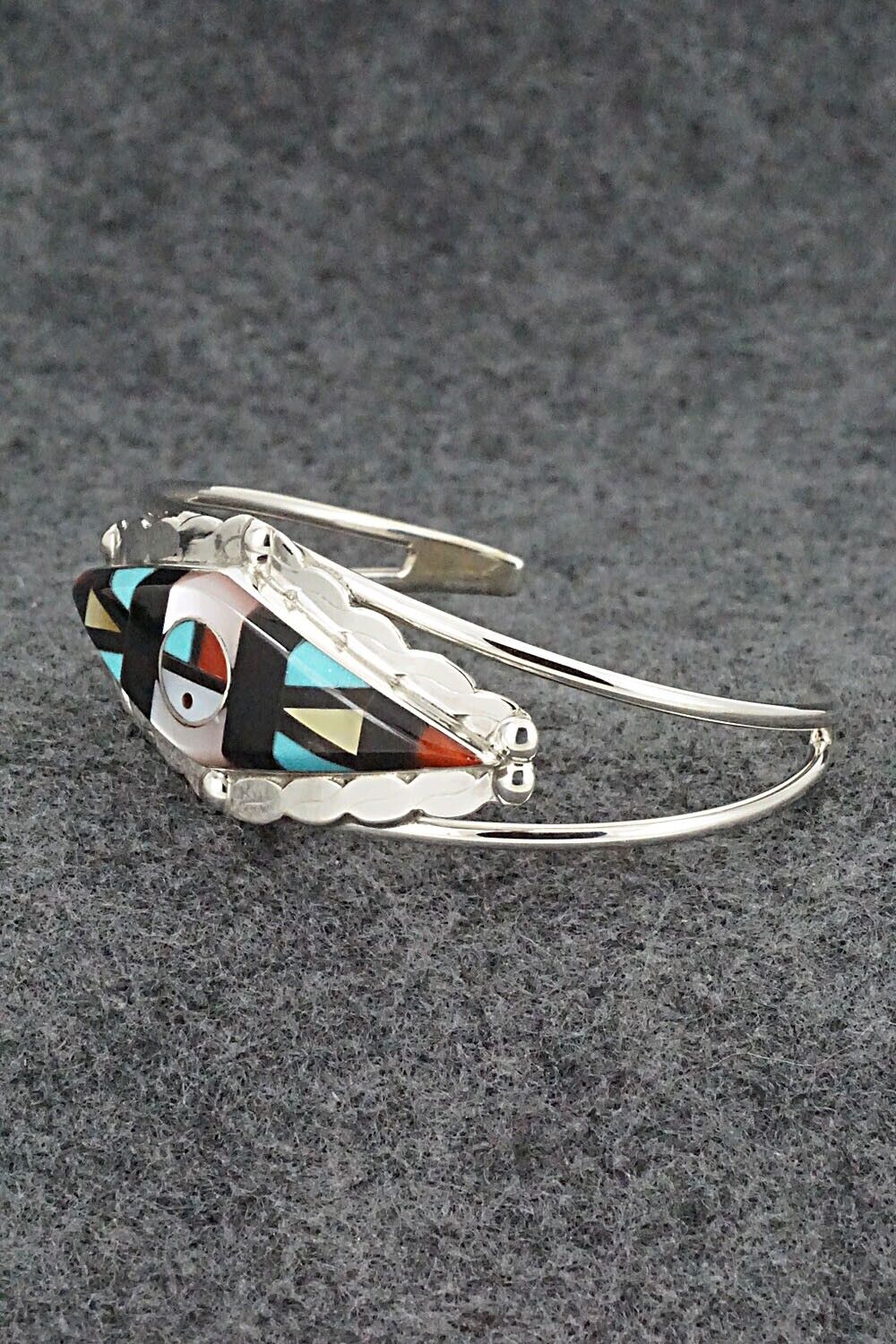 Multi Stone & Sterling Silver Inlay Bracelet - Ernie Ohmsatte