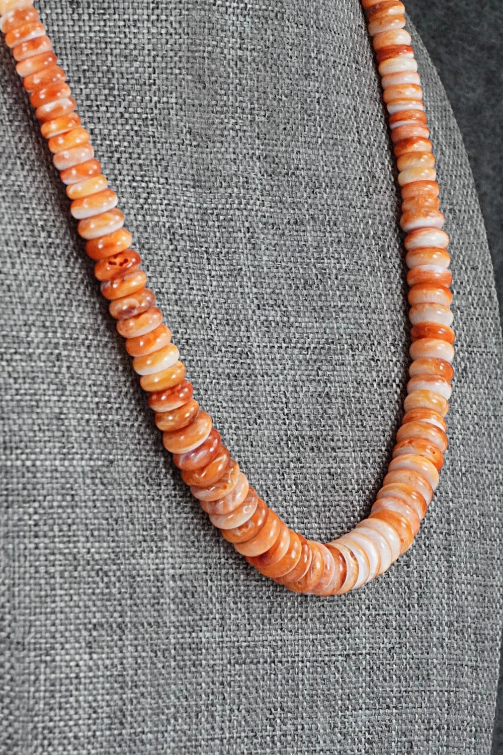 Spiny Oyster & Sterling Silver Necklace 17" - Doreen Jake