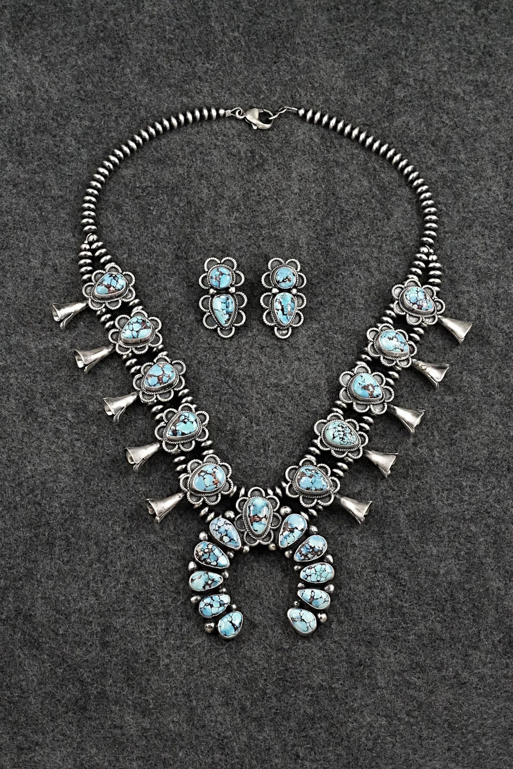 Turquoise & Sterling Silver Squash Blossom Set - Darrin Livingston