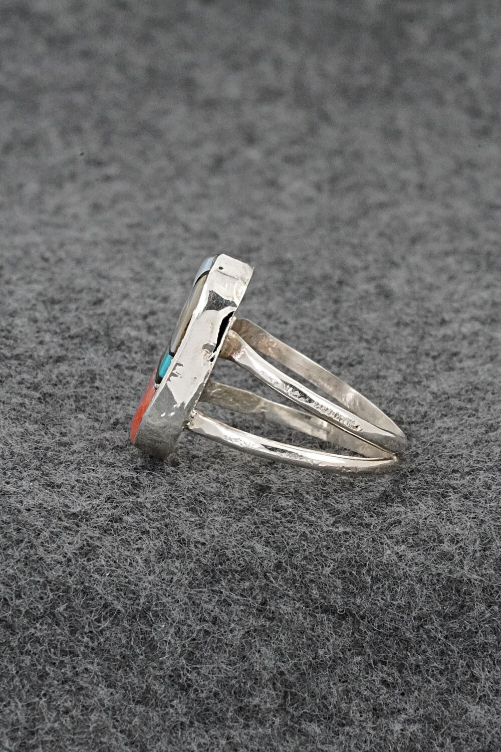 Multi-Stone & Sterling Silver Inlay Ring - Ola Eriacho - Size 7
