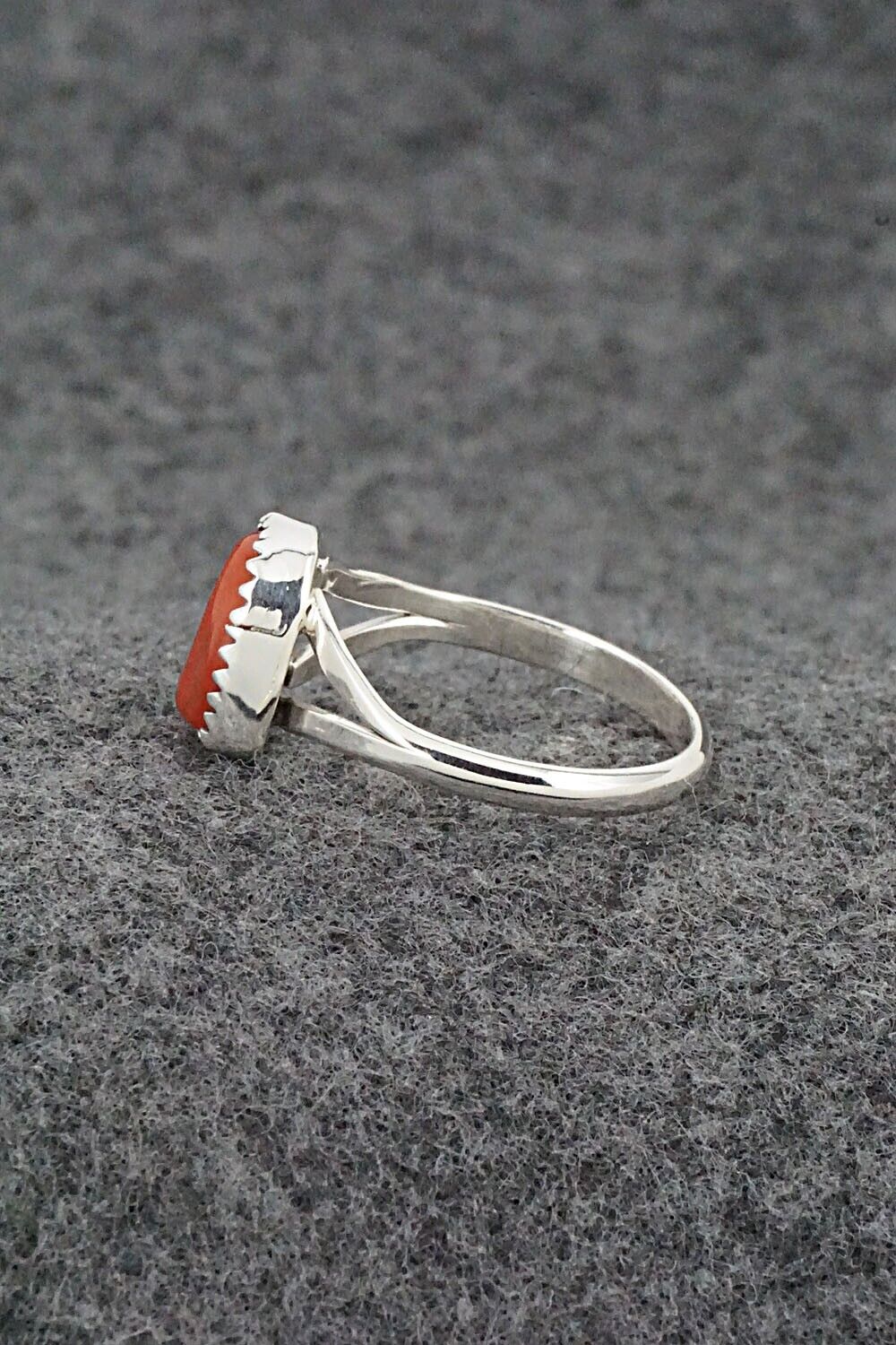 Coral & Sterling Silver Ring - Letricia Largo - Size 8.25