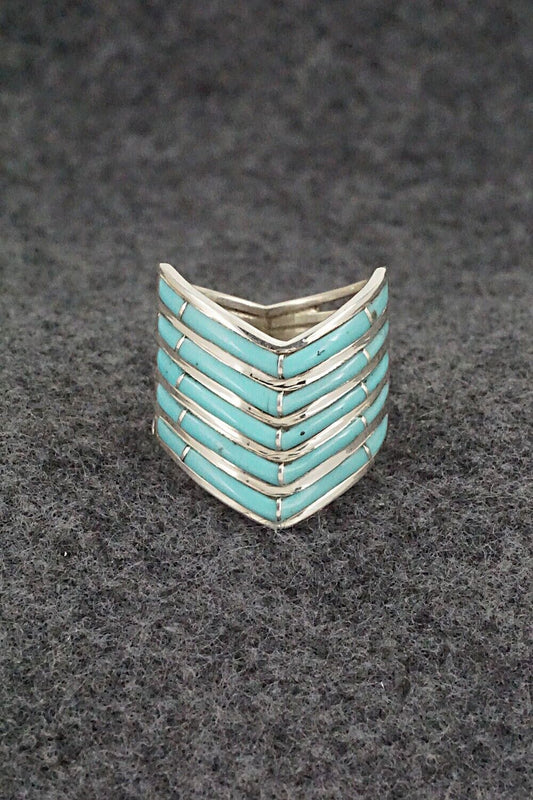 Turquoise & Sterling Silver Ring - Andrew Enrico - Size 6.5