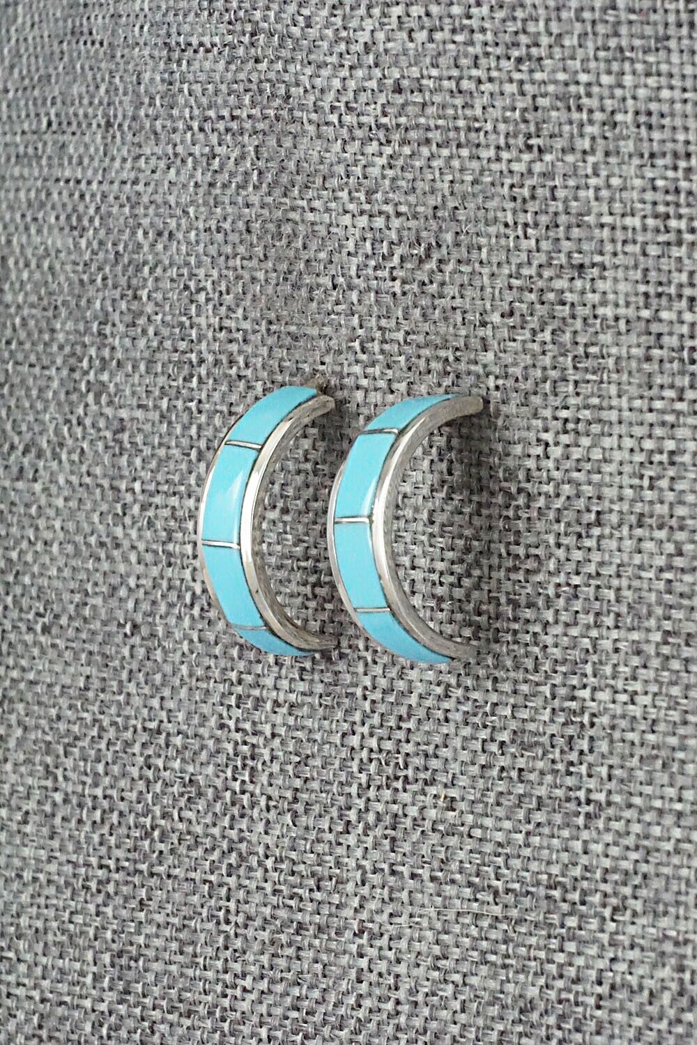 Turquoise & Sterling Silver Hoop Earrings - Claressa Kylestewa