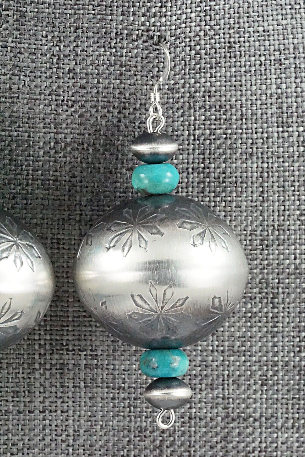 Turquoise & Sterling Silver Navajo Pearl Earrings - Tonisha Haley
