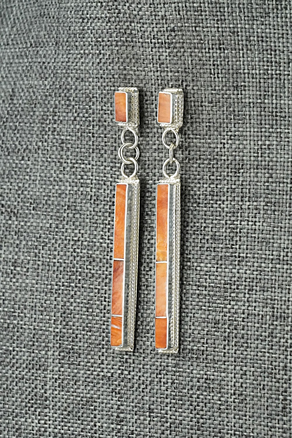 Spiny Oyster & Sterling Silver Earrings - Ricky Booqua