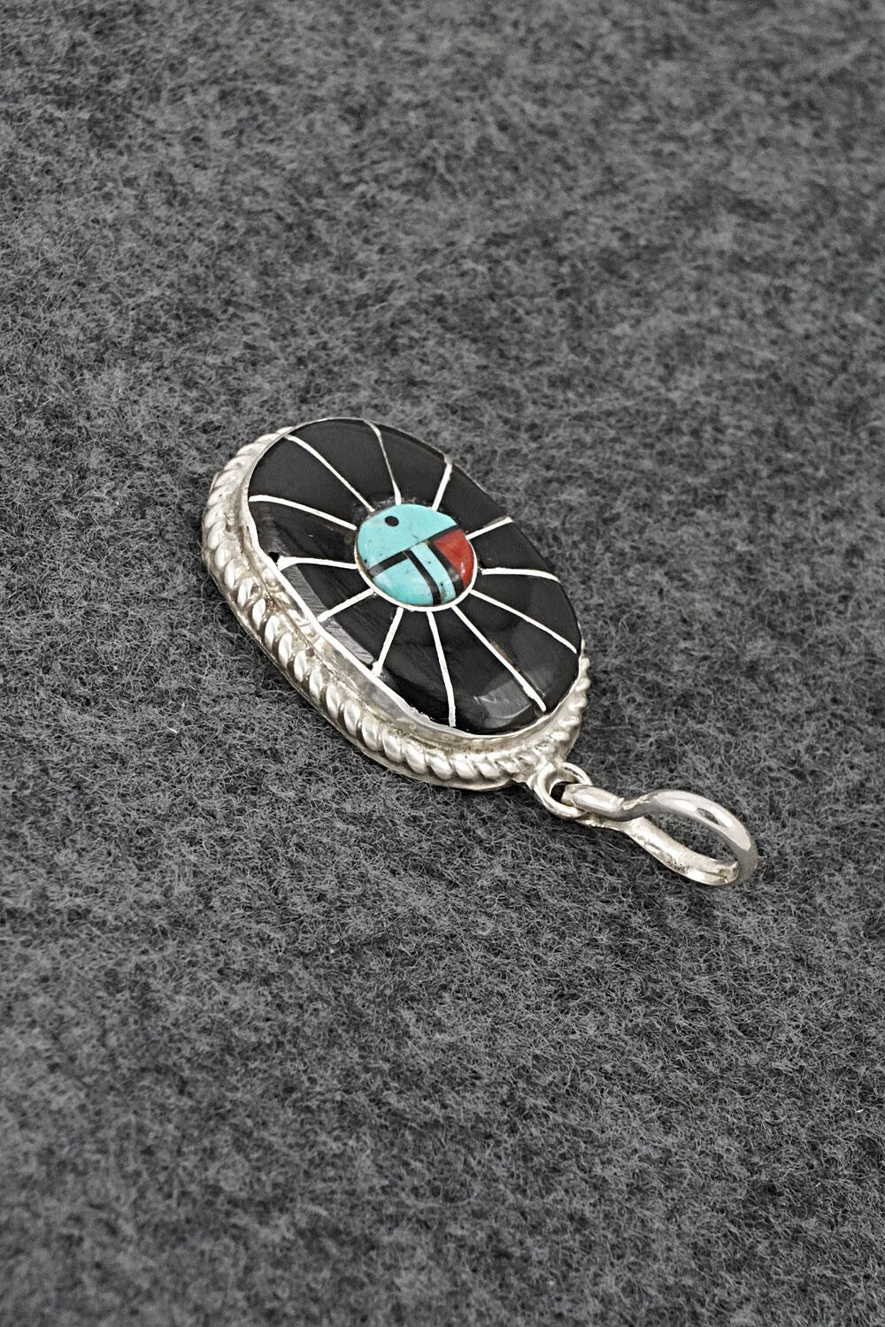 Multi Stone & Sterling Silver Inlay Pendant - Ola Eriacho