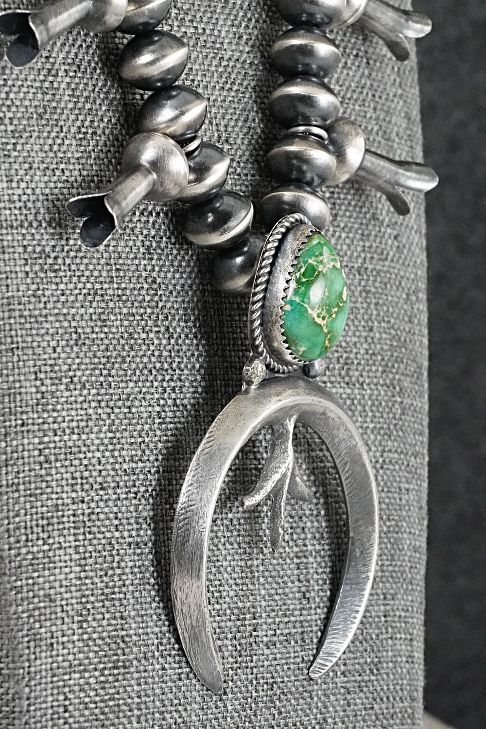 Turquoise & Sterling Silver Squash Blossom Necklace - Presley Haley