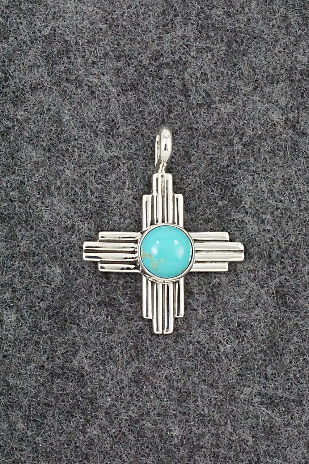 Turquoise and Sterling Silver Pendant - Raymond Coriz