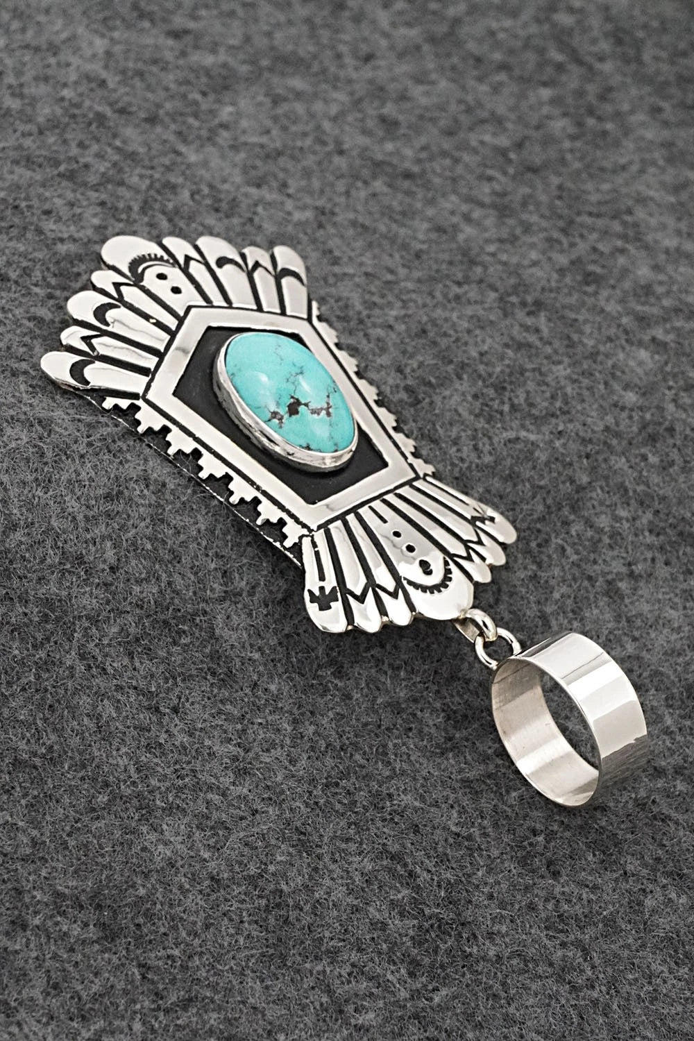 Turquoise & Sterling Silver Pendant - Rosita Singer